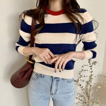 raondaon 오버핏 기본 여자 스트라이프 티셔츠 무지 대가족 넥라운드 베이직 남자유넥 7W93407C