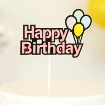 파티짱 종이 생일 케이크 토퍼 (핑크벌룬) 파티 용품