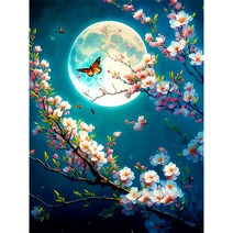 서은이네 보석십자수 액자 캔버스형 DIY 키트 40x50cm, AW01.나비꽃A 40x50cm