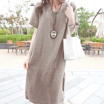 엔티랄라 순면의 원피스 여성 면 마 원피스 리넨 원피스 A라인 원피스 여름 여성 원피스 루즈핏의 빅 사이즈 원피스