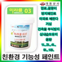 미라클 미라클03/기능성/페인트/2L/아파트베란다/결로/곰팡이방지/무취/친환경페인트/도매/소매 유성페인트/방수페인트/친환경페인트/노루페인트/삼화페인트/에나멜페인트/외벽페인트/펜톤페인트/벽지페인트/핸디코트, 단일 수량