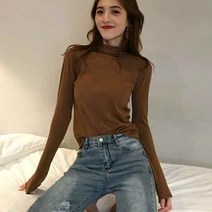 뉴욕멋쟁이 멜로나 하이넥 베이직 니트 여성 얇고 따뜻한 목폴라 여성스웨터 긴팔티