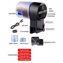 SUNSUN 수조 수족관 Wifi 자동 피더 타이밍 피드 더블 푸드 박스 8/12/24 시간, AK-03 Wi-Fi_Battery Not Includ