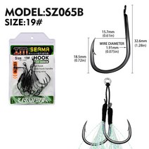 어시스트훅 농어지그헤드 갈치루어채비스레드 깃털 바다 낚시 후크 태클 달린 이중 날카로운 지깅 어시스, 15 size19-Black