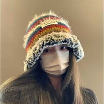 니트버킷햇 벙거지모자 꽈배기 패턴 플라워 빈티지 털