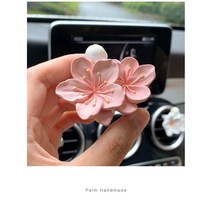 YAPOGI차량용 방향제 송풍구꽂이 꽃모양 석고 방향제, 핑크봉숭아꽃-울금향, 블루벨 오일