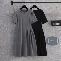 예니브 여성원피스 1+1 여름 허리 주름 밴드 반팔 원피스 여성 빅사이즈 여름원피스