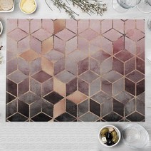 회색 대리석 주방 플레이스 매트 코튼 린넨 식탁 육각 패치 워크 코스터 패드 32x42cm 그릇 컵 커피, [01] 32x42cm-Linen, [03] LM3778