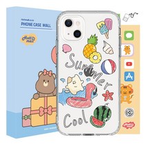 핫티몰 핫썸머 물놀이 스케치 일러스트 프린팅 투명 TPU 휴대폰 케이스