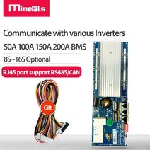 캠핑전기 인버터 bms 8s 14s 15s 16s 50a 100a 150a 200a art bms canbus 통신 li-ion lifepo4 solar bms rs485 to, 48v 14s 리튬 이온 150a