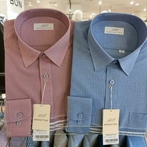 맨하탄셔츠 NC서면점 여름긴팔 빅세일 시원한 린넨 지지미소재 [레드/블루] 2가지 일반핏 셔츠 2가지색상!!