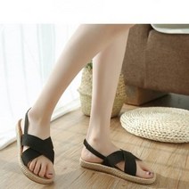 에씨클레오 여름준비 신발 되어있어 2만원대 선물 신고 벗기 여성샌들 끈 통굽 X스트랩 라탄 끈샌들 E-13097