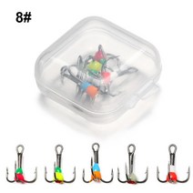 빙어낚시 견지낚시 얼음낚시 5pcs 8 #10 #12 #14 # 겨울 3 턱 후크 얼음 낚시 탄소 철강 내구성 싱킹 미끼, 01 8
