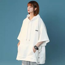 SJW 여성 후드 반팔 티셔츠 박시 옆트임 풀오버 상의 봄 여름 캐주얼 빅사이즈 L~4XL