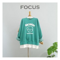 포커스 비숑 레이어드 기모 맨투맨 티셔츠(FW1K7TS04294)
