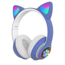 JST-28 무선 헤드폰 고양이 귀 Fone 블루투스 이어폰 스테레오 음악 5.0 스포츠 게임 헤드셋, 블루