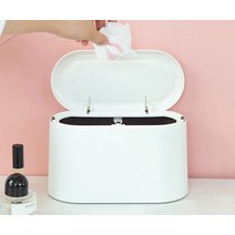 메이크업샵 토탈 화장대 화장솜 원터치 미니 휴지통 1L 격리용 휴지통, 화이트