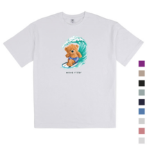 [폴앤폴] 서핑 곰돌이 오버핏 옆트임 반팔 빅사이즈 티셔츠(남여공용)