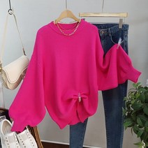 상상그이상 여성용 벌룬 여리여리 퍼프소매 사랑스러운 루즈핏 파스텔 니트 보들감촉 볼륨니트