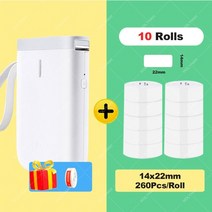 휴대용 무선 프린트 휴대프린트 라벨 포켓 라벨 블루투스 열 라벨 메이커, d11 10개 롤 14x22