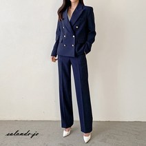 더블 여성정장 세트 빅사이즈 바지 투피스 세미정장 여자셋업 수트