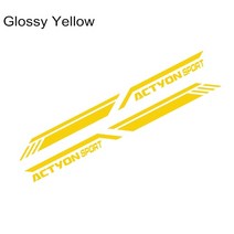 suv 자동차커버 벤츠 자동차커버 자동차커버 자동차덮개 쌍용 액티언 스포츠 ax5 트럭 그래픽 줄무늬 스타일 데칼 비닐 커버 자동 튜닝 액세서리 픽업 트렁크 사이드 스티커, 광택있는 노란색