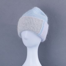 빅사이즈 비니 스노우보드비니 러닝비니 여성용 토끼 모피 겨울 부드러운 따뜻한 솜털 핑키 컬러 앙고라 니트 스컬리스 모자