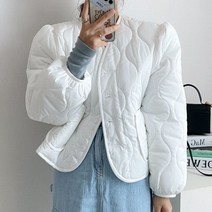 V 넥 누빔 퀼팅 자켓 아우터 퍼프 슬리브 유니크한 디자인 간절기 캐주얼 트랜드룩