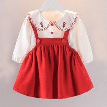 행복한초록 봄가을 플로라 상의티 + 멜빵치마 세트복