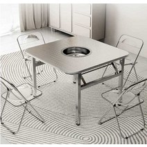 불판테이블 원형 사각형 업소용 고기집 4인용 바비큐, 1m 사각형 접이식 테이블(양각)