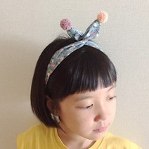 달빛풍선 여아 와이어 헤어밴드 방울폼폼 반다나 머리띠
