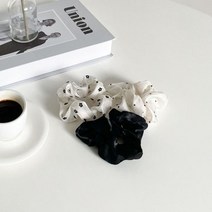 브이와이 여자 스크런치 꽃무늬 땡땡이 반묶음 머리끈