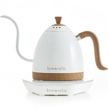브뤼스타 템퍼레이처 컨트롤 커피 포트 600ml, 펄 화이트 주전자 + 화이트 받침