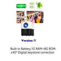 100인치tv 캠핑용 미니 빔 프로젝터 업소용 바닥 간판 wzatco v1 led 홈, v1 안드로이드 키스톤