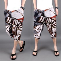 JUNSTYLE 남성용 미러 린넨 마 7부 반바지 빅사이즈 배기바지 XL-5XL