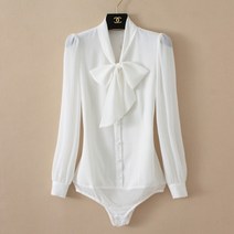 DAPANDA 프렌치 엘레강스 여성 OL 리본 퍼프소매 블라우스 블라우스 블라우스 20춘추