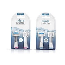 트리플 브리스틀 교체 브러시 헤드 리필 혁신적인 3 디자인 호환 소닉 칫솔 변화 표시기 4팩 2핑크 2블루