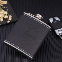 힙 플라스크 mini 7oz pu 가죽 포장 금속 위스키 flagon 광택 304stainless steel 알코올 깔때기 세트 블랙 선물 상자 lppunk, 싱글 8