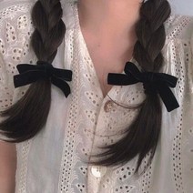양갈래 리본머리끈 벨벳 땋은머리 머리끈