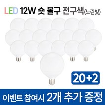 라인조명 LED 볼구 볼전구 볼램프 12W 3가지색상 주광색(하얀빛) 전구색(노란빛) 주백색(아이보리빛) 숏타입 롱타입 커피숍 카페 매장 옷가게 식당, LED 숏볼구 20개 전구색(노란빛)