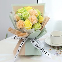 조화 비누꽃부케 비누 꽃다발 장미 레드 화이트 퍼플 핑크 믹스, 블루