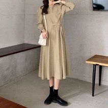 가을 코리안 디자인 미니멀 A라인 스커트 양장 긴팔 원피스 여 인스 패션