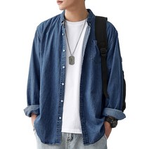 심플리크 남자 데님셔츠 워싱 청남방