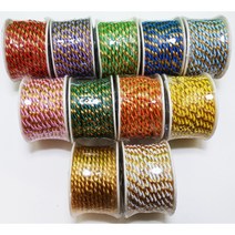 만들기재료/투톤꽈배기끈/9미터 롤 굵기4미리/, 4mm 분홍색(금줄)