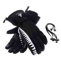 SINDALU 대형 방수 단열 스키 장갑 남성 여성용 200gsm 두꺼운 필러 보온 겨울 터치 스크린 통기성이 좋고 따뜻한 스노모빌 러닝 하이킹 화이트 [미국 직배송], Shark Tooth