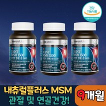MSM 엠에스엠 비타민D 관절 무릎 연골건강, 3병, 120정(2개월)