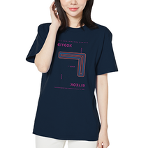 아이엠스톡 110~3XL 다랑이 한글 반팔티 남녀공용 네이비