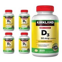 Kirkland Signature 커클랜드 시그니처 Extra Strength 비타민 D3 50mcg 600정, 5개