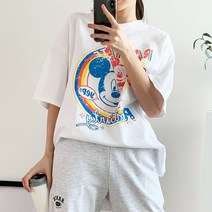 워싱 미키티셔츠)빈티지나염/프린팅/반팔/박스