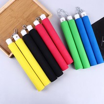쌍절곤 장봉 봉술 무술 Nunchaku 안전 폼 스틱 초보자를 위한 쿵푸 트레이너 체인 포함, 01 one size
